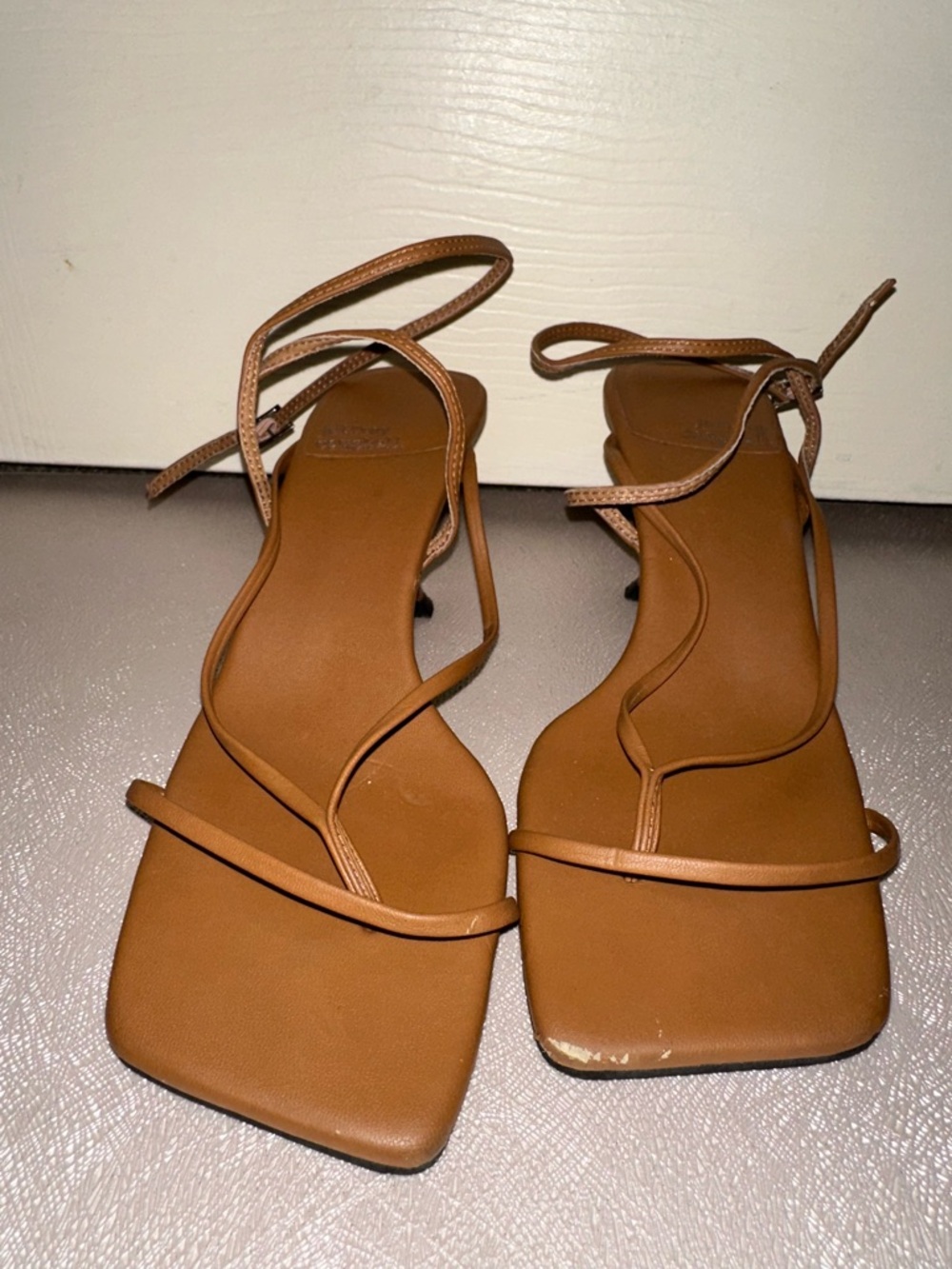 Jeffrey Campbell Brown Strappy Square-Toe Heels 6.5 party going out summer